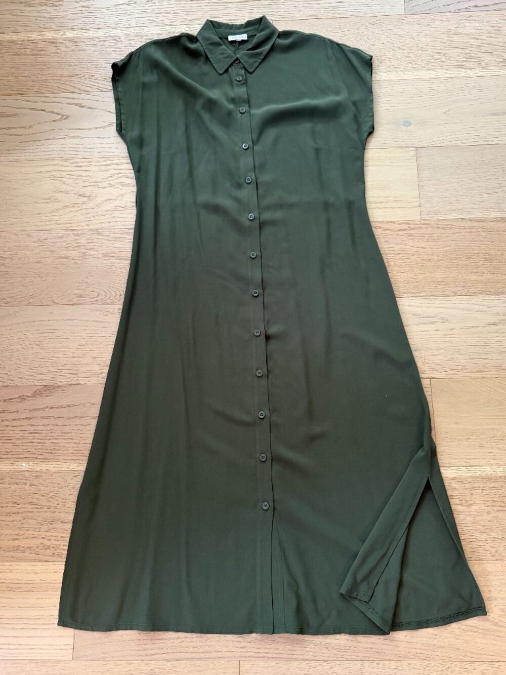NWOT Lascana Tie Waist Shirt Dress in Olive/OD Green, Size 8